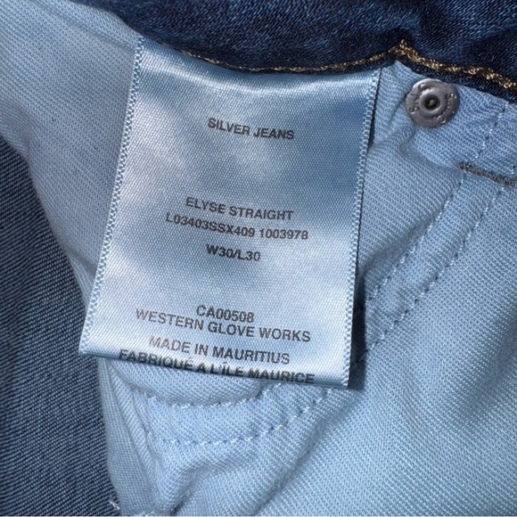 Silver Womens Jeans 30/30 Elyse Straight Fringe Hem Dark Wash Fade Whiskering - Picture 7 of 8